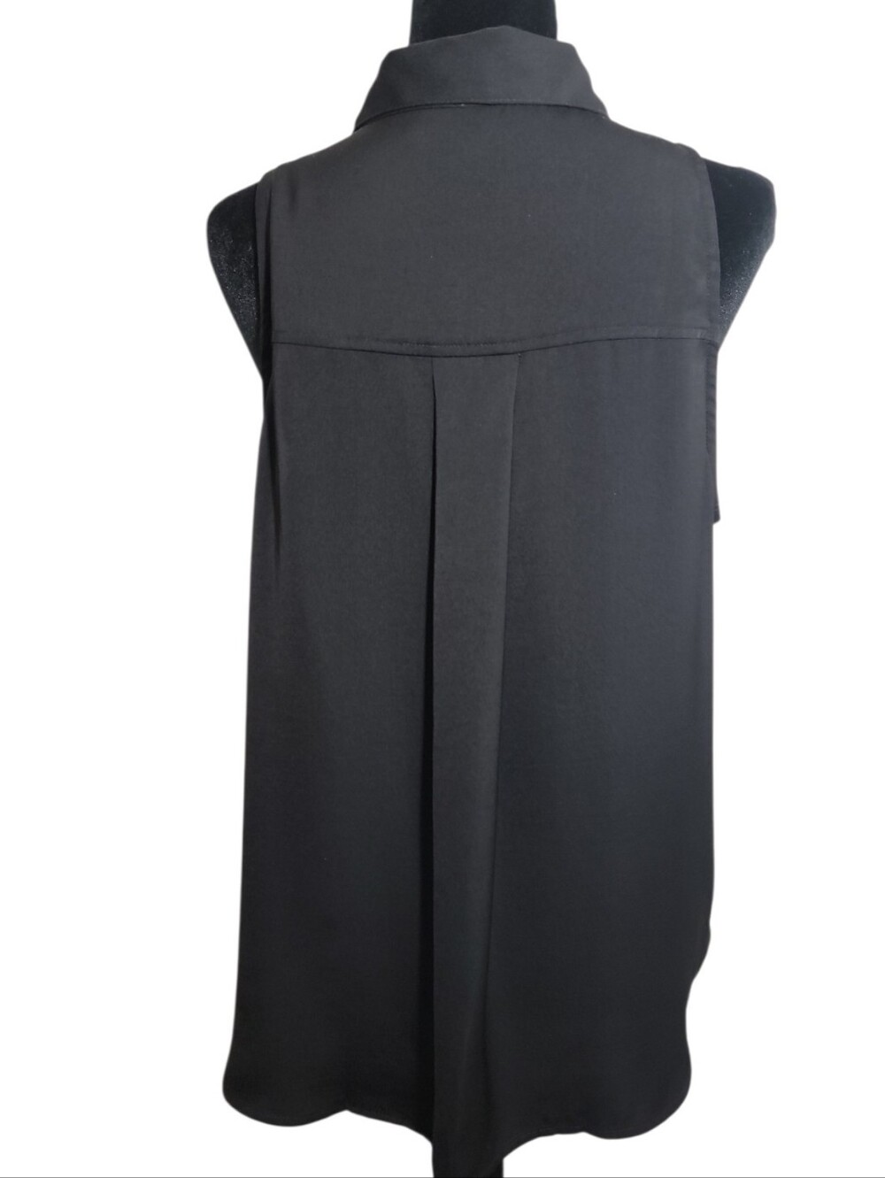 Banana Republic black sleeveless button down shirt women's size large collared - Picture 2 of 7